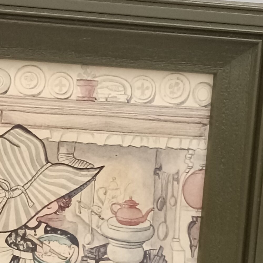 Blue Stripe BONNET GIRL Print Country Little Blessed Kitchen Cats 6.25x5.25" - Picture 10 of 10